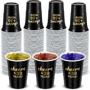 50 Pcs Cheers to 40 Years 16 oz Birthday Party Disposable Cups Black Gold Plastic Tumbler Cups for 40th Birthday Squad Cups for Wedding Anniversary Supplies Decorations