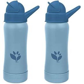 Green Sprouts® Sprout Ware® Straw Bottle 10oz., 6mo+, Plant-Plastic, Platinum-Cured Silicone, Dishwasher Safe, Grows with Baby, Tested for Hormones - Sage