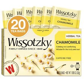 Wissotzky Chamomile Herbal Tea, 20 Tea Bags | Soothing Aroma | Relaxing & Calming Tea | Great for Sleep Support | Caffeine Free