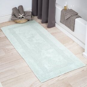 Cotton Bath Mat- Plush 100 Percent Cotton 24x60 Long Bathroom Runner- Reversible, Soft, Absorbent, and Machine Washable Rug by Lavish Home (White)(60"x24"x0.5")