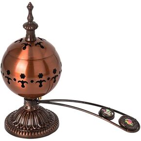 Frankincense Resin Incense Burner, Bakhoor Burner, Charcoal Incense Burner, Incense Censer with Handle Tongs for Home Yoga Spa Aromatherapy (Bronze)