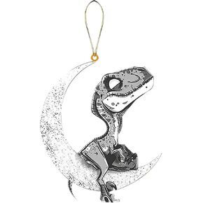 Animals Sitting On The Moon Christmas Tree Wood Hanging Pendant for Outdoor Decorations, Window Wall Hanging Ornament Living Room Decoration Home Decor, Car Rearview Mirror Backpack Pendant(Cows)