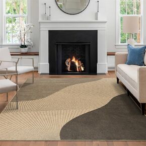 Syalife Easy Jute Rug, Washable 6x9 Area Rug for Living Room Modern Farmhouse Outdoor Rug, Non Slip Indoor Rug for Entryway Bedroom Kitchen Patio Decor (Brown/Black, 6'x 9')
