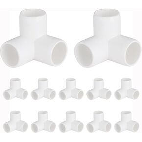 3/4" PVC Table Leg Cap Fittings, PVC Table Screw Cap Fitting PVC Flange for DIY Build Furniture, Storage Racks, Greenhouse Shed Table Support Legs, White (12pcs)