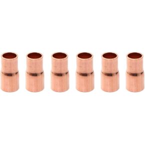RLECS 6PCS Reducing Copper Coupling Fittings with Sweat End 3/8 x 1/4 Inch ID for HVAC Refrigeration Adapter