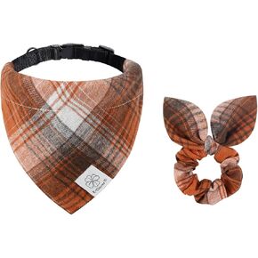 طوق الكلب E-Clover St Patricks Day - طوق الكلب شامروك باندانا ومطابقة Scrunchie Girl Boy أطواق الكلاب القابلة للتعديل للكلاب المتوسطة الصغيرة والقطط هدية المالك باللون الأخضر الداكن