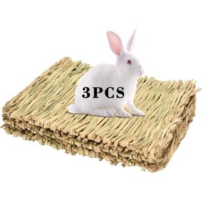 Grass mat for Rabbit Bunny Sangle Sopffy 3 Pcs,Rabbit Hay Mat,Small Animal Cages Hay Mat,Rabbit Grass Mat,Nesting and Toys for Guinea Pig Parrot Rabbit Bunny Hamster Chinchilla Squirrel