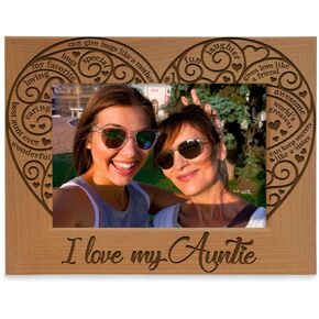 KATE POSH I Love my Auntie Picture Frame, Best Aunt Ever, Engraved Natural Wood Picture Frame (4x6 - Vertical)