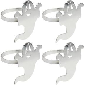 4pcs Ghost Napkin Rings Spoof Napkin Ring Ghost Napkin Circle Metal Napkin Circle Halloween Napkin Rings Party Table Favors Halloween Decor Halloween Napkin Buckle
