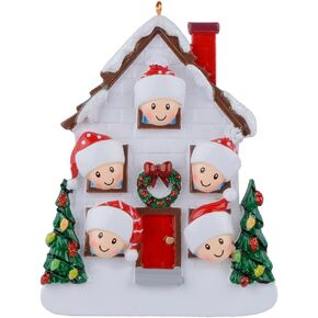 House Family of 4 Christmas Ornament - Personalized Christmas Family of 4 Ornament 2024 - First Christmas in New Home Ornament - Unique Keepsake Gift for Family Tree Decorations