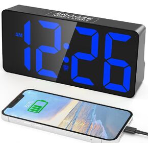 PPLEE Loud Alarm Clock for Bedroom, Vibrating Digital Clock with Bed Shaker for Heavy-Sleeper, Large Dimmable LED Number Clock with Dual Alarm&USB Port,Table Clock for Kid Hearing Impaired Deaf Senior