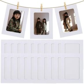 Paper Picture Frame, 4 x 6 Photo Banner, 20 PCS Paper Frames for Scrapbooking Hanging Photos Display for Baby Shower Wedding Birthday Party Decoration with Wood Clips