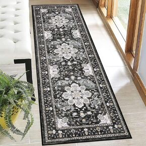 Bsmathom Vintage Runner Rug, Non-Slip Non-Shedding Hallway Rug Runner 2x6 Carpet Runner, Soft Machine Washable Low-Pile Kitchen Mat for Hallway Laundry Living Bathroom, Blue