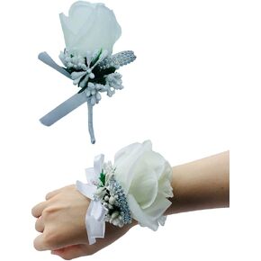 4Pcs Artificial Boutonniere Set for Wedding Grooms Groomsmen Bridal Bridesmaids Accessories Party Decorations (Black)