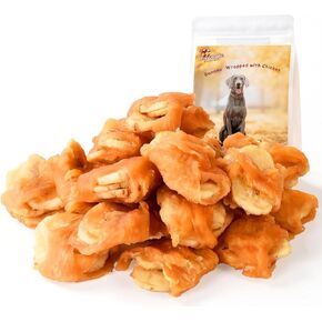 Pawmate Chicken Wrapped Banana Slices Dog Treats Small Dogs, Healthy Rawhide Free Low Fat Soft Training Snacks Chews with Taurine