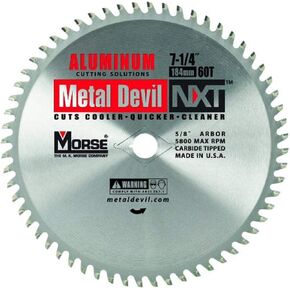Mk Morse - 101622 MK Morse CSM860NAC Metal Devil Circular Saw Blade, Aluminum Application, 8-Inch Diameter, 72 TPI, 5/8-Inch Arbor