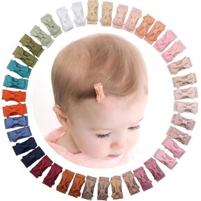 CÉLLOT 90 pcs Baby Bows for Girls Mini Bow Snap Clip Baby Hair Clip Grosgrain Ribbon 1.2" Tiny Hair Bows Clips for Baby Girls Toddlers Infant Fine Thin Hair