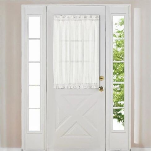 Spring Garden Home Sheer Door Window Curtains with Rod Pocket - Easy Install, Privacy, Elegant Home Decor (Natural White, 25 inches Wide x 72 inches Long, 1 Panel with Tieback) in Saudi Arabia