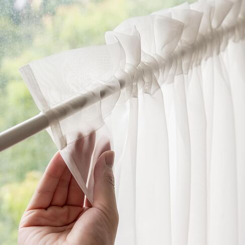 Spring Garden Home Sheer Door Window Curtains with Rod Pocket - Easy Install, Privacy, Elegant Home Decor (Natural White, 25 inches Wide x 72 inches Long, 1 Panel with Tieback) in Saudi Arabia