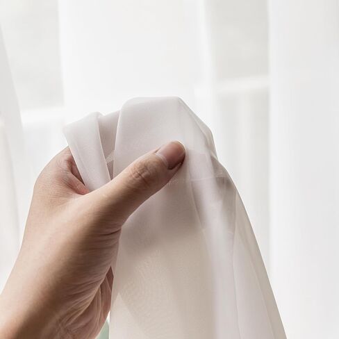 Spring Garden Home Sheer Door Window Curtains with Rod Pocket - Easy Install, Privacy, Elegant Home Decor (Natural White, 25 inches Wide x 72 inches Long, 1 Panel with Tieback) in Saudi Arabia