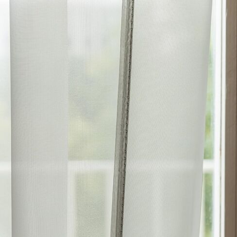 Spring Garden Home Sheer Door Window Curtains with Rod Pocket - Easy Install, Privacy, Elegant Home Decor (Natural White, 25 inches Wide x 72 inches Long, 1 Panel with Tieback) in Saudi Arabia