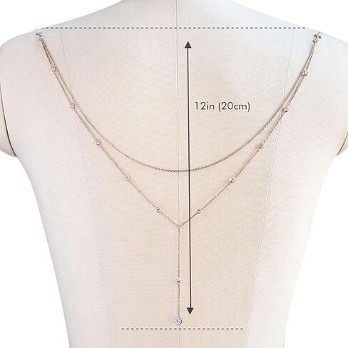 Wedding Multilayer Rhinestone Back Chain Necklace Layered Bridal Crystal Back Chain Jewelry Festival Rave Rhinestone Backdrop Jewelry Dress Shoulder Body Chain Jewelry for Women Girl in Saudi Arabia