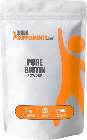 BULKSUPPLEMENTS.COM مسحوق البيوتين النقي - فيتامين ب7، مكمل البيوتين، فيتامينات البيوتين لبشرة الشعر والأظافر - نقي وخالي من الغلوتين، 1 مجم لكل وجبة، 25 جرام (0.88 أونصة)، عبوة من 1 in Saudi Arabia