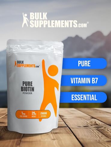 BULKSUPPLEMENTS.COM مسحوق البيوتين النقي - فيتامين ب7، مكمل البيوتين، فيتامينات البيوتين لبشرة الشعر والأظافر - نقي وخالي من الغلوتين، 1 مجم لكل وجبة، 25 جرام (0.88 أونصة)، عبوة من 1 in Saudi Arabia
