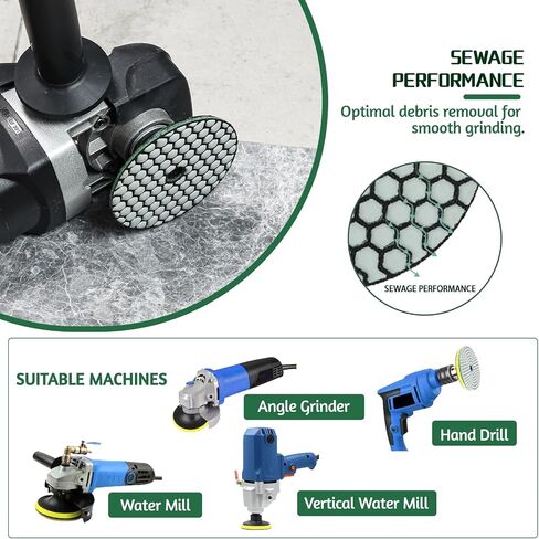 4 inch Professional Dry Diamond Polishing Pad, 4 Step 1 Set for Marble polishing kit, Heat-Resistant, Fast Grinding for Marble, Granite, Tile Edges & Chamfers - Use with Drill, Grinder, Polisher. in Saudi Arabia