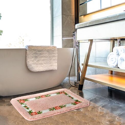 Barelove Rose Floral Area Rugs Ultra Soft Low Pile Shag Rug, Non Slip Washable Modern Floor Mat Pad for Living Room Bedroom Bathroom Dorm Kitchen Entryway 19.7 X 23.6 INCH (Heart, Green) in Kuwait