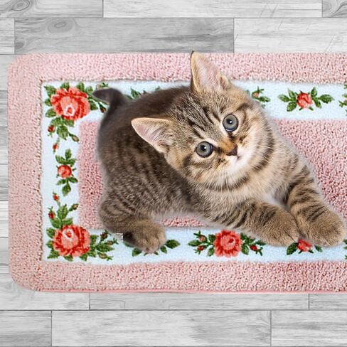 Barelove Rose Floral Area Rugs Ultra Soft Low Pile Shag Rug, Non Slip Washable Modern Floor Mat Pad for Living Room Bedroom Bathroom Dorm Kitchen Entryway 19.7 X 23.6 INCH (Heart, Green) in Kuwait