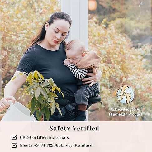 Mom's Choice Award Winner - CozyOne CPC-Certified Baby Hip Carrier, Adjustable Waistband with Abdominal Support Design & Various Pockets for Newborns & Toddlers 8-44 lbs Carrier (Black) in Kuwait