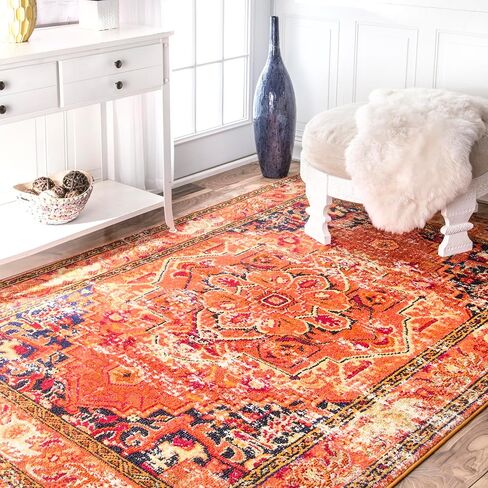 سجادة منطقة nuLOOM Vintage Mackenzie، مقاس 7 أقدام و10 بوصات مربعة، وردي بنفسجي in Kuwait