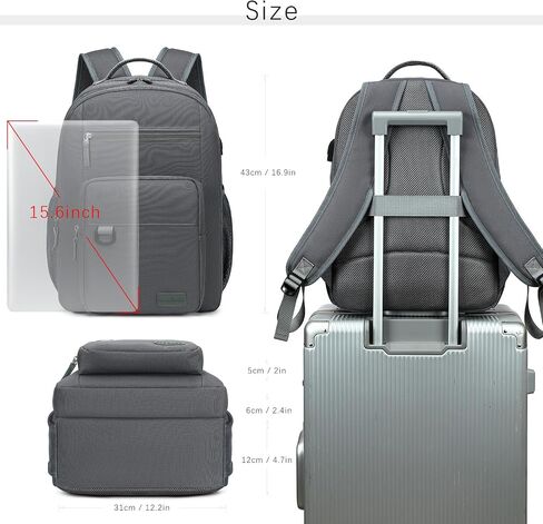 ecodudo Lightweight Black Backpack for Men,Casual School Backpacks for College Work,15.6 inch Laptop Bookbag with USB Charging Port in Saudi Arabia