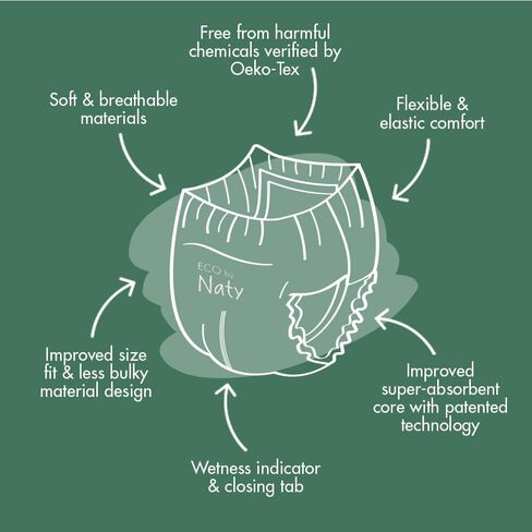 Eco by Naty Pull Ups - Hypoallergenic and Chemical-Free Training Pants, Highly Absorbent and Eco Friendly Pull Ups for Boys and Girls - Size (4) 2T-3T (18-33 lbs) - 22 Count in Kuwait