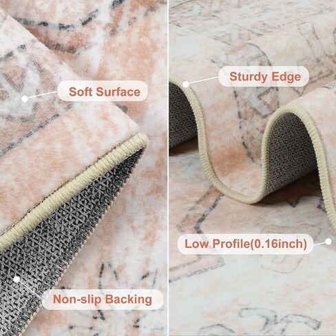 LEEVAN 8x10 Area Rug Washable Living Room Rug Ultra-Thin 8x10 Rug for Bedroom Non Slip Classroom Rug Kids Rug Tan Stain Resistant Area Rug for Nursery/Playroom in Saudi Arabia