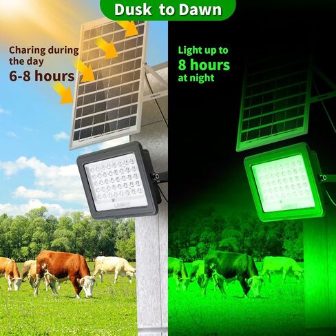 LANGY Hog Hunting Lights, Solar Green Light for Hunting Hogs Deers,Motion Activated Feeder Lights with Remote,19" Bracket is Included in Saudi Arabia