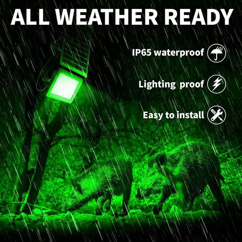 LANGY Hog Hunting Lights, Solar Green Light for Hunting Hogs Deers,Motion Activated Feeder Lights with Remote,19" Bracket is Included in Saudi Arabia