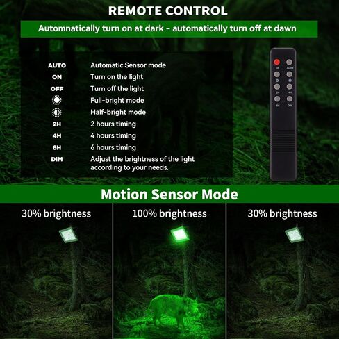 LANGY Hog Hunting Lights, Solar Green Light for Hunting Hogs Deers,Motion Activated Feeder Lights with Remote,19" Bracket is Included in Saudi Arabia