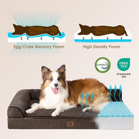 EHEYCIGA Orthopedic Dog Bed Medium Size, Memory Foam Dog Bed, Grey in Kuwait