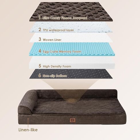 EHEYCIGA Orthopedic Dog Bed Medium Size, Memory Foam Dog Bed, Grey in Kuwait