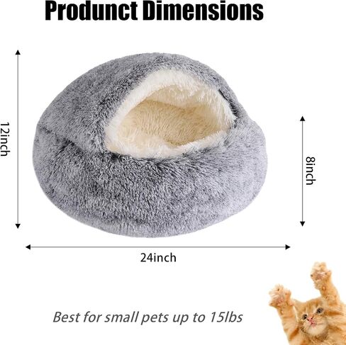 Cat Beds for Indoor Cats,Cat Cave for Puppy and Kitty,Calming Small Dog Bed for Small Dogs with Cover Cave,Cozy Warming Fluffy Washable Anti-Slip Pet Sleeping Bag(24 * 24inch,Pink) in Saudi Arabia