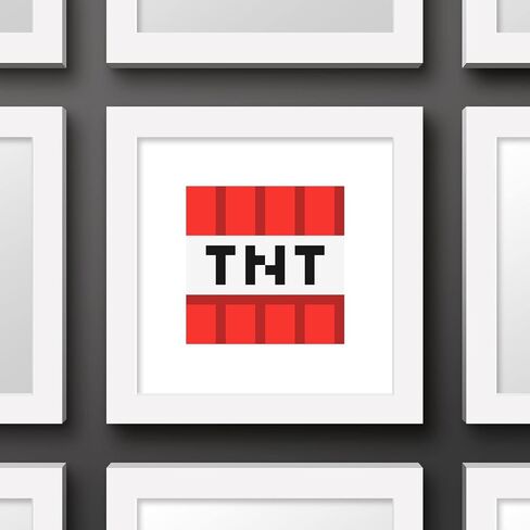 Trends International Gallery Pops Minecraft: Iconic Pixels - Blocks - TNT Wall Art Wall Poster, 12" x 12", Black Framed Version in Saudi Arabia