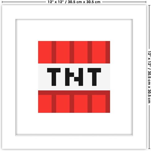 Trends International Gallery Pops Minecraft: Iconic Pixels - Blocks - TNT Wall Art Wall Poster, 12" x 12", Black Framed Version in Saudi Arabia
