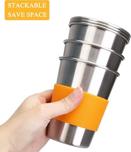 كوب روميكا المضاد للانسكاب من الفولاذ المقاوم للصدأ، أكواب للأطفال الصغار سعة 8 أونصة مزودة بماصات وأغطية، أكواب مياه صغيرة غير قابلة للكسر بأكمام ملونة للأطفال الأولاد والبنات in Kuwait