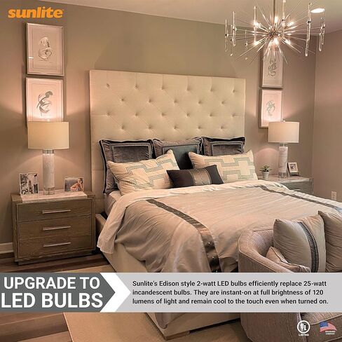 لمبة إضاءة أنبوبية LED بشعيرة T8 من Sunlite، 2 واط (ما يعادل 25 وات)، قاعدة شمعدان E12، قابلة للتعتيم، 85 مم، مدرجة في قائمة UL، 130 لومن، 2700 كلفن أبيض ناعم، 12 قطعة in Saudi Arabia