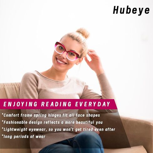 Hubeye 3 Pack Cat Eye Reading Glasses for Women Oversized Blue Light Blocking Fashion Reader with Spring Hihinge in Saudi Arabia