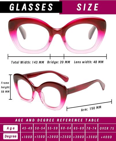 Hubeye 3 Pack Cat Eye Reading Glasses for Women Oversized Blue Light Blocking Fashion Reader with Spring Hihinge in Saudi Arabia