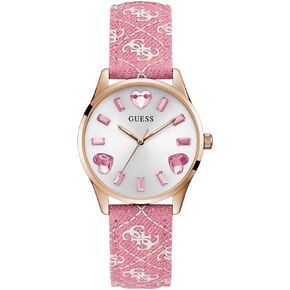 GUESS Women's 36mm Watch - Blue Strap White Dial Silver Case