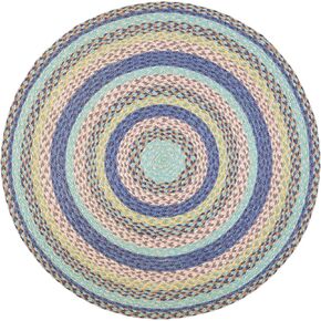 SAFAVIEH Cape Cod Collection Area Rug - 5' x 7' Oval, Blue & Olive, Handmade Braided Jute, Ideal for High Traffic Areas in Living Room, Bedroom (CAP241X)